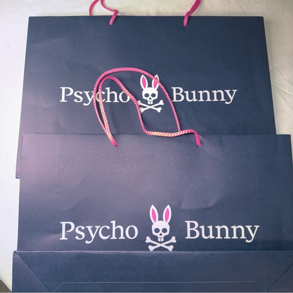 2 bags Psycho Bunny Navy Pink White Gift Bag Empty